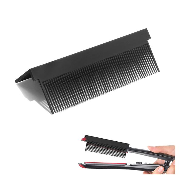 Flat Iron Comb Attachment Clip On, Comb Attachment For Flat Iron The Grip Comb For Flat Iron, Hot Comb For Women Hair, Hair Straightener Hair Straightening Comb, Pressing Combs For Black Hair（Black）