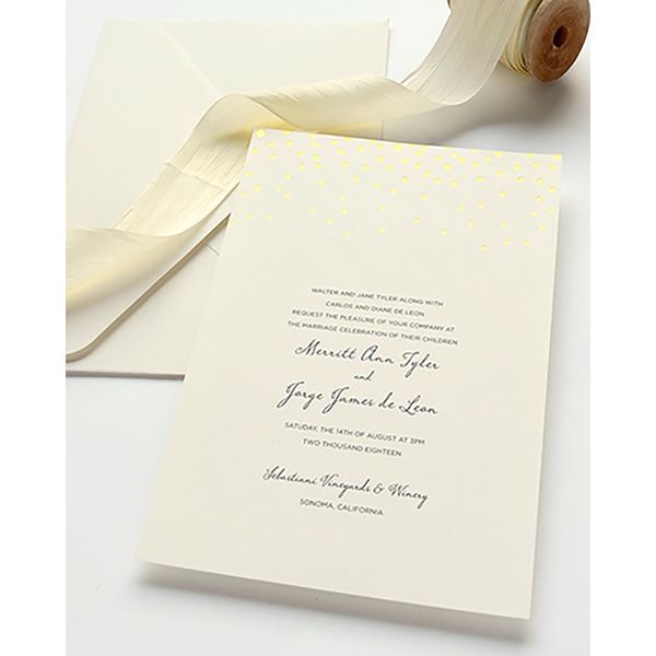 Gartner Studios Gold Foil Dots Print-at-Home Wedding Invitation Kit, Ivory, 5” x 7”, Set of 25