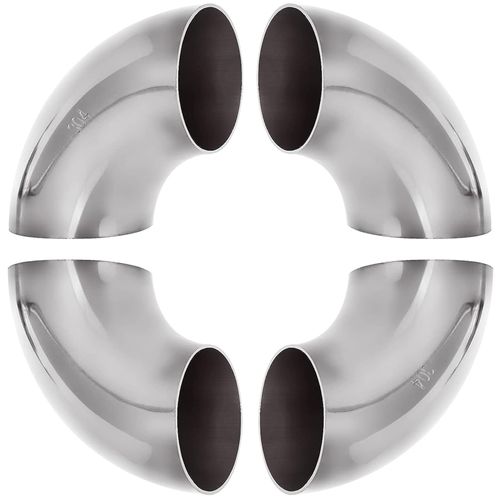 4 Pack 304 Stainless Steel Mandrel Bend Elbow, 90 Degree Exhaust Elbow Pipe, 2.5 Inch OD Mandrel Elbow, Thickness 16GA/.065" for Car Modified Exhaust Elbow Pipe, Stair Handrail, Exhaust System