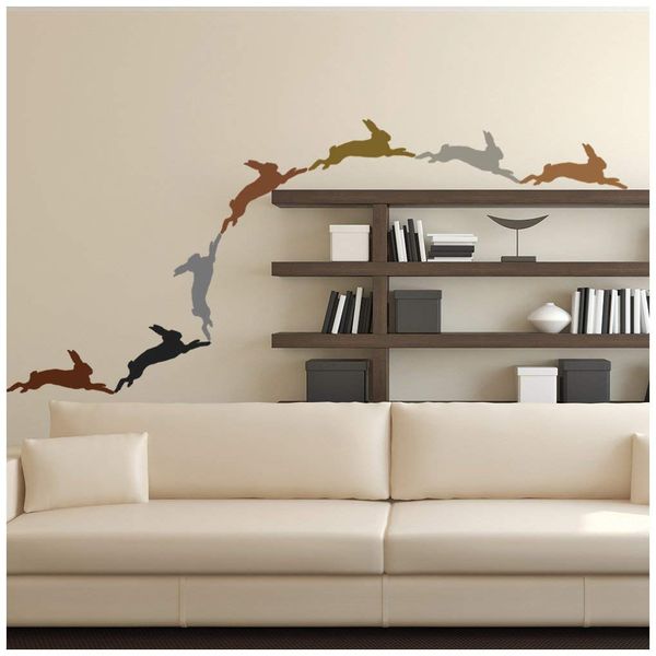 azutura Leaping Hare Rabbit Wall Sticker Pack Violet