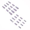 Bufenia 24Pcs French Translucent Fake Nails Coffin Ballerina Bow Tie False Nails Art Matte Frosted Press on Nails Long Glitter Stick on Nails for Women and Girls (B:Purple)