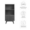 Modway Render  Mid-Century Modern Display Cabinet Bookshelf in Charcoal