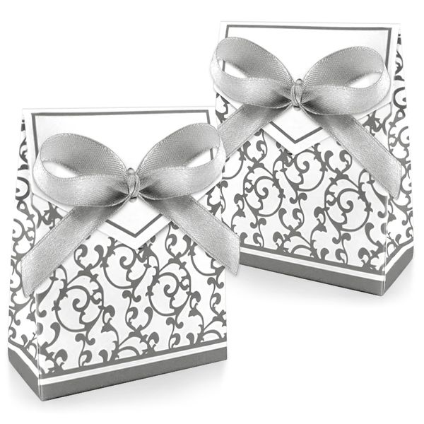 chic2click 100pcs Silver Gold Square Pattern Silver Wedding Favour Boxes Candy Boxes Gift Box