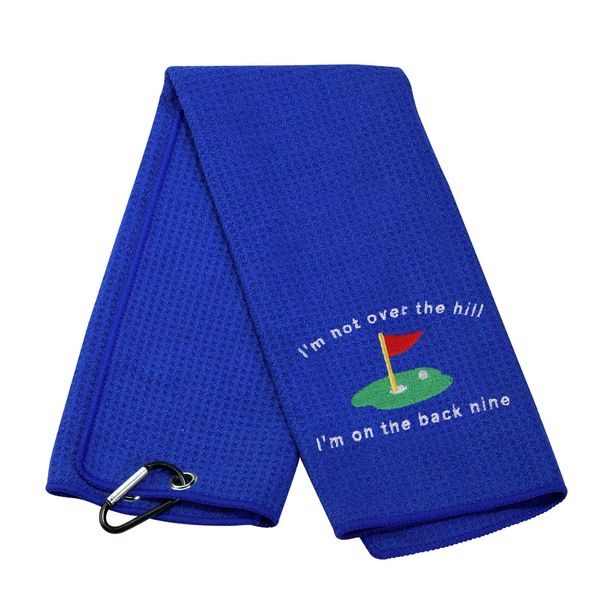 Embroidered Golf Towel Gift Golf Lover Gift I'm Not Over The Hill I'm on The Back Nine Golf Towel with Clip (Back Nine)