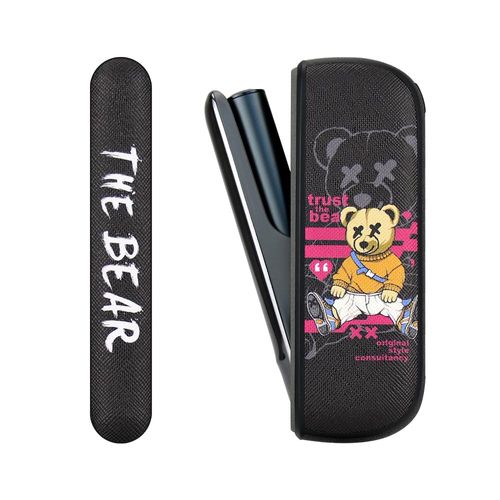 BOFFLYII Case, ILUMA Compatible Case, PU Leather, 360° Full Protection, Cover, Shockproof, Heated Tobacco Accessories, Anti-Fingerprint, Heated Tobacco Case, Easy to Carry, Cute Bear Pattern, yellow
