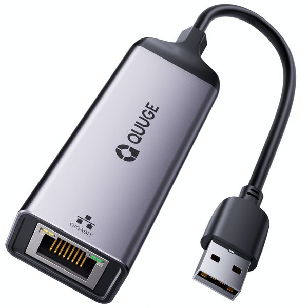 QUUGE Wired LAN Adapter, USB3.0 Switch, 1 Gbps High Speed Communication, USB RJ45 Conversion, Single Recognition, Ethernet Adapter, Gigabit LAN Cable, USB Converter, Internet Adapter, Switch, Aluminum Alloy, Compatible with Nintendo Switch, Windows, Mac O