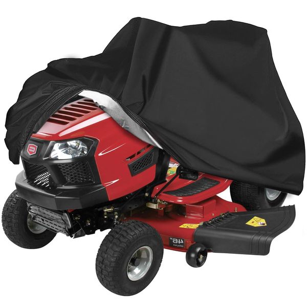 KISEER Outdoors Lawn Mower Cover Waterproof Heavy Duty 210D Polyester Oxford UV Protection Lawn Tractor Cover Fits Decks Up to 54" with Drawstring and Storage Bag