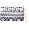 Womens Canvas Patterned Multi Pack Backack Rucksack 3 Piece Travel Set - Black