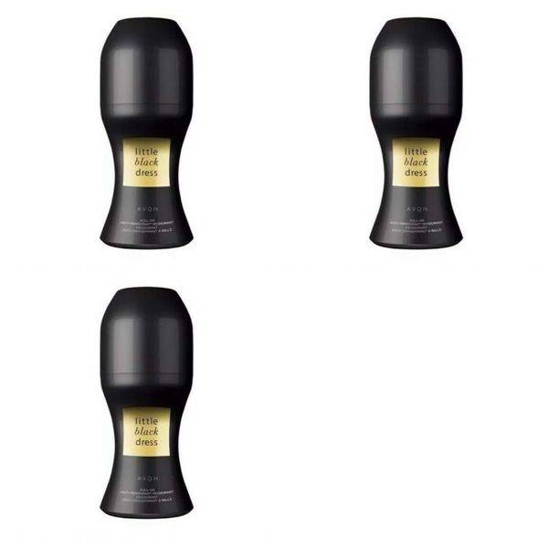 3x AVON Little Black Dress Roll-on Anti-Perspirant Deodorant For Her 50ml