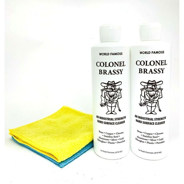 Colonel Brassy - Hard Surface Cleaner/Polish - 2 PACK 16oz + 2 microfiber cloths