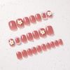 mallnoo 24 Pieces Nail Tips Elegant Salmon Pink Pearl Floral Cute Girls Nails