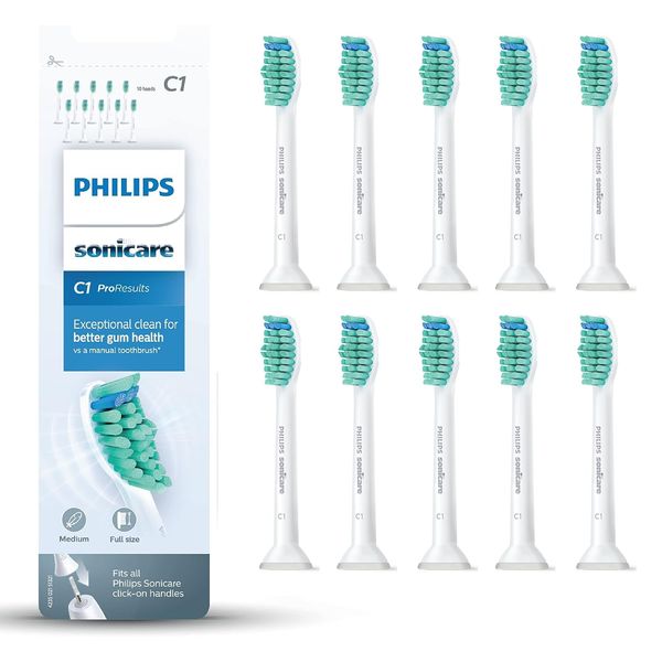 Philips Sonicare Original ProResults Standard Sonic Toothbrush Heads - 10 Pack in White (Model HX6010/32)