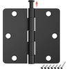 HOSOM 6 Pack Rounded Door Hinges 3.5 x 3.5 inch 1/4 Radius Matte Black.