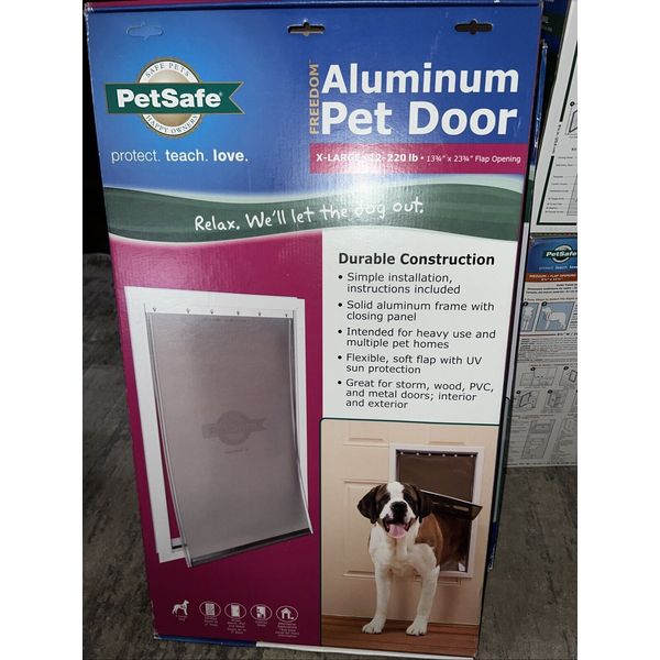 PetSafe Freedom Aluminum Pet Door New In Box X-large 22-220 Lb