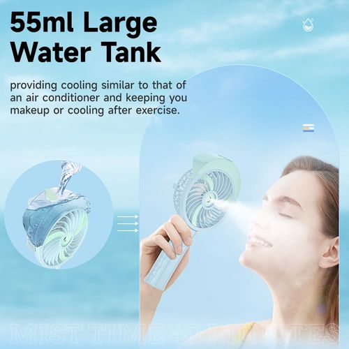 HandFan Personal Misting Fan, Poratable Handheld Rechargeable Mister Fan, Battery Operated Mist Fan, for Travel, Camping, Outdoors, Makeup(Green)