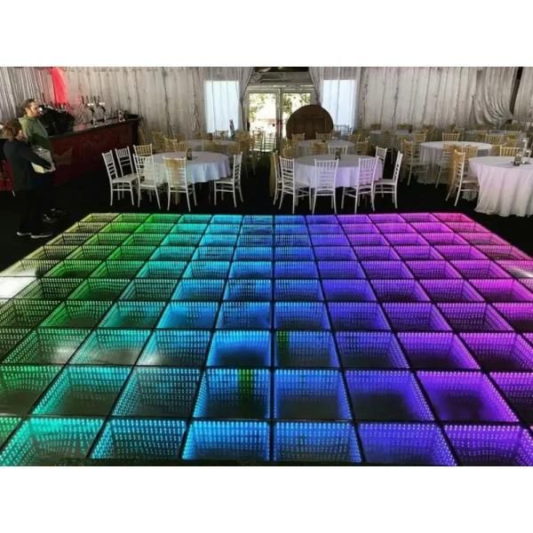 RGB Magnetic Wireless Tempered Glass Lighting Portable 3D Mirror LED Dance Floor Club Wedding Party Disco