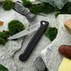 GRÄWE Folding Knife with Steak Blade Black with Case with Liner Lock Mechanism
