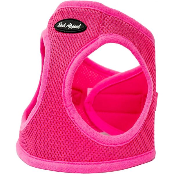 Pink Solid Step-in Dog Harness by Bark Appeal, Mesh Vest Harness for Dogs, Non-Choking with Adjustable Heavy-Duty Buckle for Safe, Secure Fit