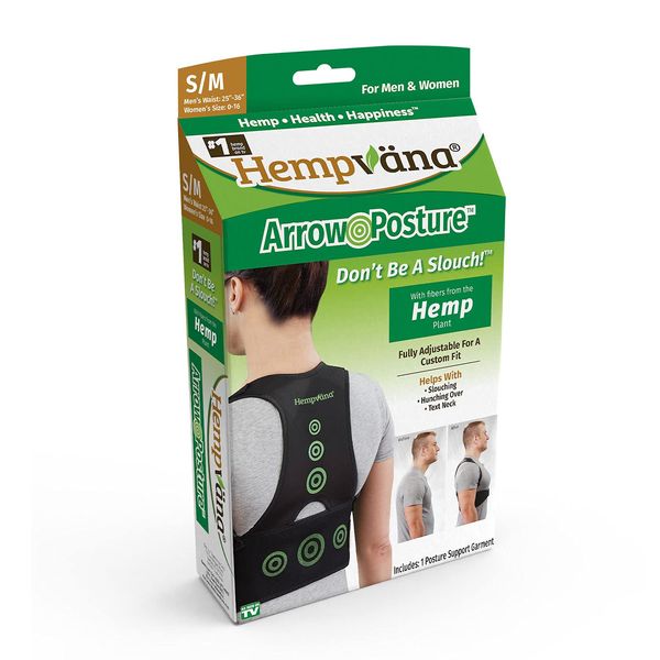 Hempvana Arrow Posture - Fully Adjustable Posture Support & Posture Corrector for Upper Body - Helps Correct Slouching, Text Neck and Hunching Over (S/M)