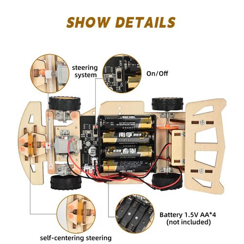 Self-Centering Steering Remote Control Car,Engineering kit,STEM Projects for Kids 8 9 10 11 12 Year Old