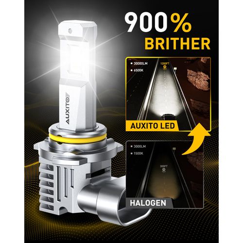 AUXITO 9005/H B3 Bulbs, 900% Brighter Fog Bulbs, 6500K Cool White, Plug and Play, Canbus Ready, 50,000+ Hour Lifespan, 1:1 Beam Design, Pack of 2
