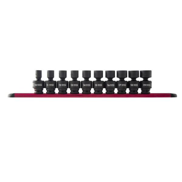 Sunex Tools 3657 10 Piece 3/8" Drive Swivel Impact Socket Set 10-19Mm