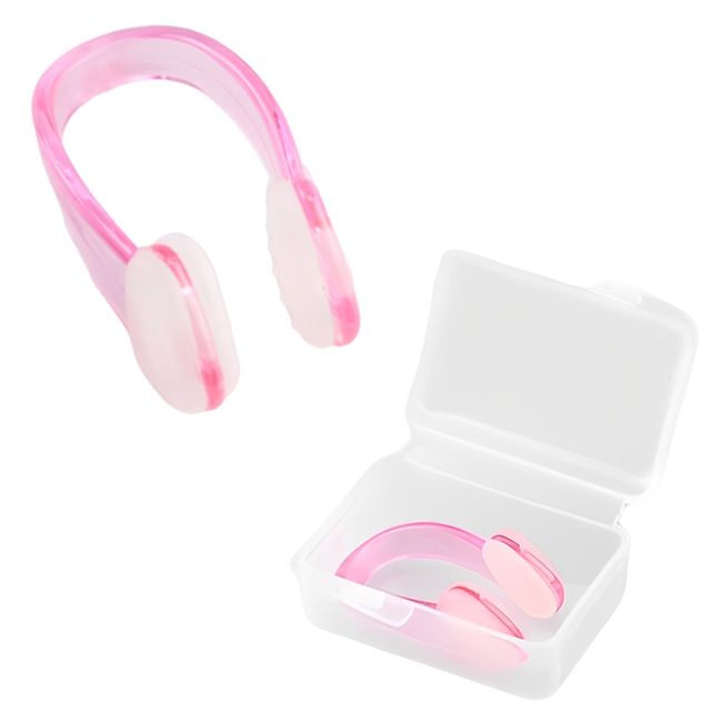 SAMCOS Waterproof Nose Clip for Swimming, Set of 2, Nose Stopper Swim Goods, Silicone, Reusable, Lightweight, Small, Unisex, Beginner, Swimming Activity, with Case (Pink)