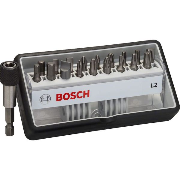 Bosch 2607002568 Extra Hard Screwdriver Bits Plus Holder, Mixed, 25mm Length