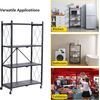 4-Shelf Foldable Storage Shelves with Wheels, Folding Metal Rack Shelving Unit, 