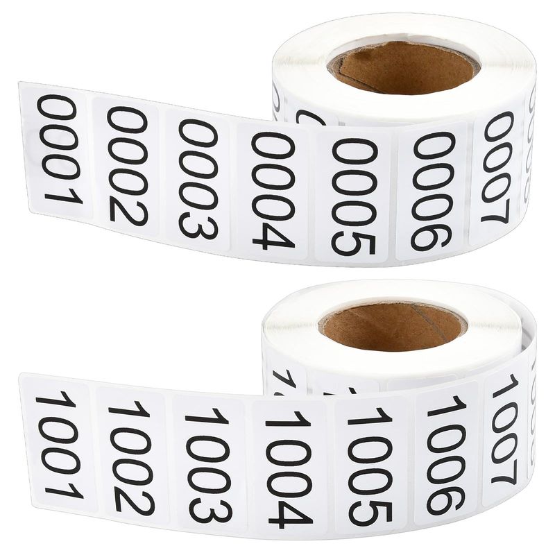 Akamino 0001-2000 Pieces Inventory Number Sticker, 2 Roll Consecutively ...