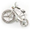Rhodium Plated Crystal Bicycle Brooch