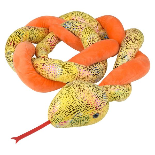 67” Twisted Plush Snake Toys for Kids – Forest & Twelfth Kids Stuffed Pet Snakes with Cute Faces, Great for Pretend-Play Adventure, Home Décor, All Occasion Gifts for Kids Ages 3+ (Orange/Yellow)