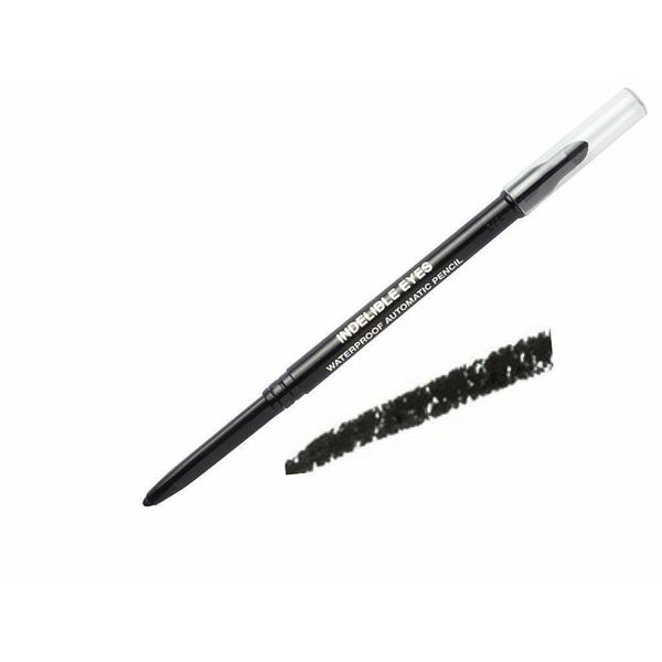 Indelible Eyes Waterproof Automatic Retractable Pencil W Smudger, Pitch Black