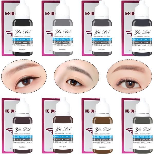 Ultra-precise eyebrow tattoo ink creates intense, permanent brow makeup, enhances cool guy and girl brow colour, brow filler, DLD Professional Sexy Brow Makeup Gift Set (8 pcs)