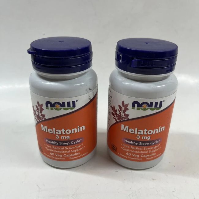 Now Foods Melatonin 3 mg - Pack of 2 - 60 Veg Capsules each Exp 05/2027