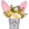 Easter Table Decorations Artificial Flower with Bunny Ear, Lighted Easter Desk D