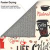Coffee Themed Dish Drying Mat, Highly Absorbent Microfiber Kitchen Counter Pad Reusable Washable, 16*18"