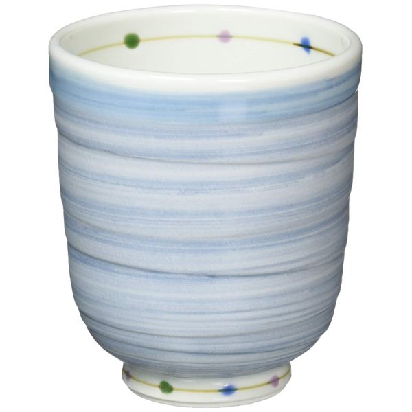 Hasamiyaki 14779 Lightweight Tea Cup (Large), Colored Dot Pattern, Blue, Microwave and Dishwasher Safe, Made in Japan