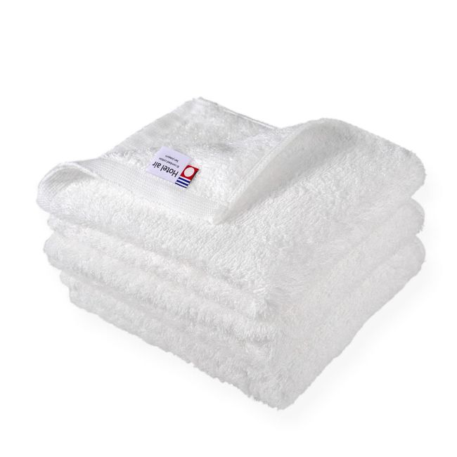 oruta Imabari Towel, Certified Face Towels, Set of 3, Hotel Air, Made in Japan (White)