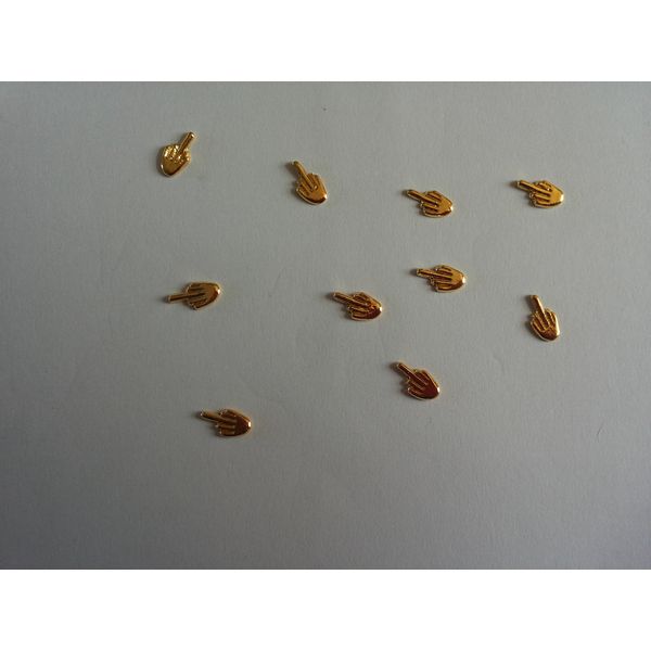 10Pcs/Lot 5 * 9mm Gold Palm Metal Alloy Nail Art Decorations 3D DIY Nail Stickers Jewelry Nail Charms Plus Nail Glue