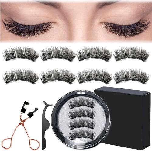 Magnetic Eyelashes Magnetic Eyelashes 8 Pieces Magnetic Eyelashes Anime Lashes No Glue Required with 2 Tweezers Artificial Magnetic Eyelashes Waterproof False Set Eyelash Reusable Magnetic Eyelashes