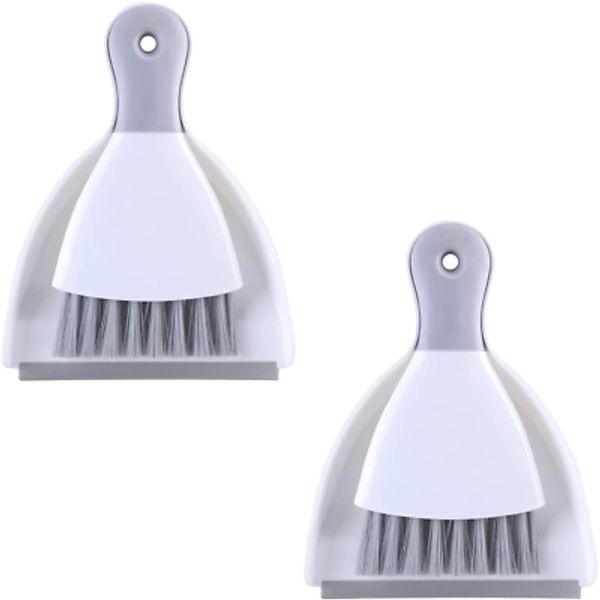 Small Dustpan and Brush Set, Whisk Broom and Dust Pans with Rubber Edge, Mini Ha