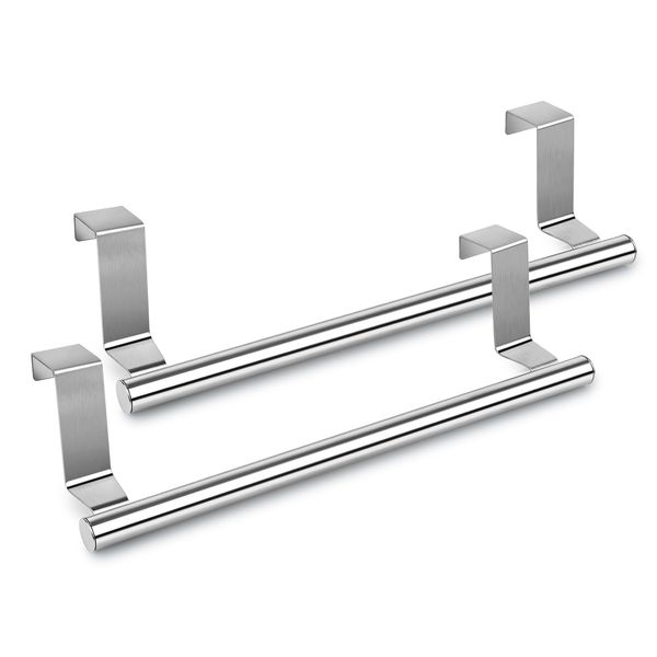 ds. distinctive style Kitchen Towel Holder Over Cabinet Door Towel Bar 2 Pieces Stainless Steel Kitchen Towel Hanger