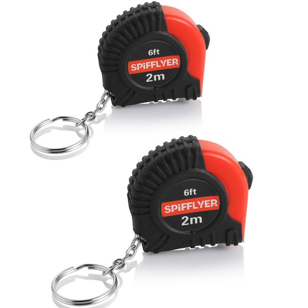 Spifflyer 2pc Mini Tape Measure Keyring Measuring Tape Retractable 2M