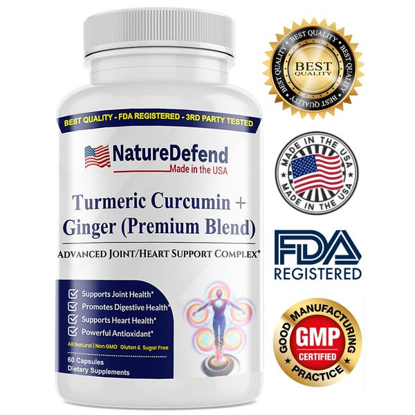 Turmeric Curcumin with Ginger + Black Pepper, All Natural, Non-GMO. Quality!