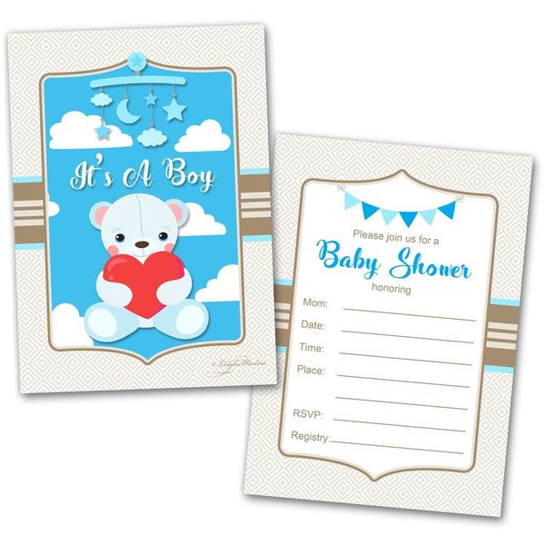 Leigha Marina It’s A Boy Baby Shower Invitations – 20 Cards & 20 Envelopes