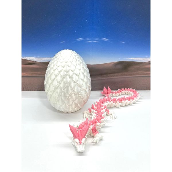 3D Printed Dragon, Articulated Crystal Dragon with Dragon Egg, Fidget ADHD Autism Toy, Executive Desk Toy Home Office Decor D062WP