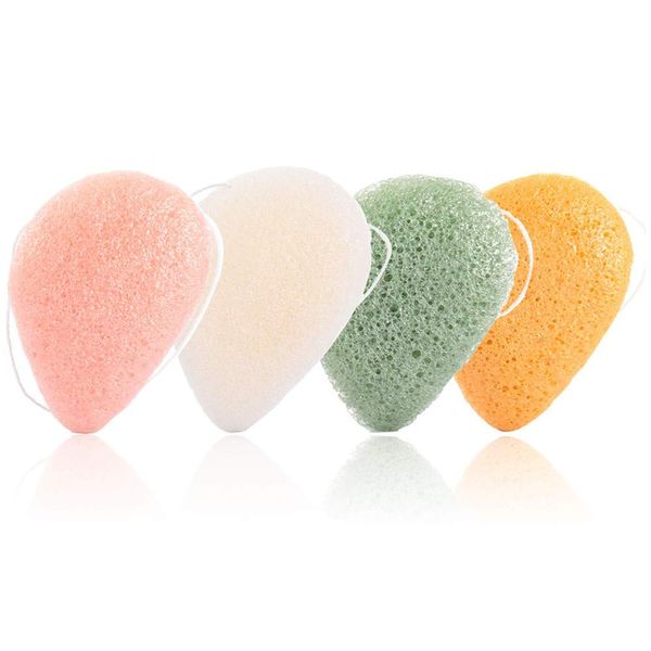 4 Pieces Konjac Facial Sponge, Face Exfoliation Cleaning Sponge Natural Exfoliating Puff Scrub for Makeup Removal and Gentle Deep Pore Cleansing