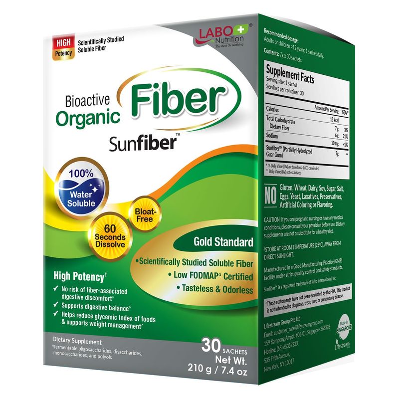 LABO Nutrition Bioactive Organic Fiber, Sunfiber Soluble Prebiotic ...