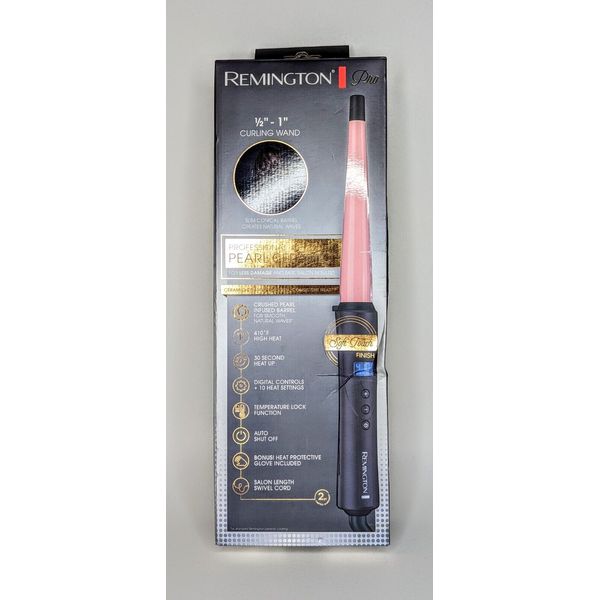 Remington Pro Pearl Ceramic Slim Conical Curling Wand Digital 1-1 1/2” Barrel